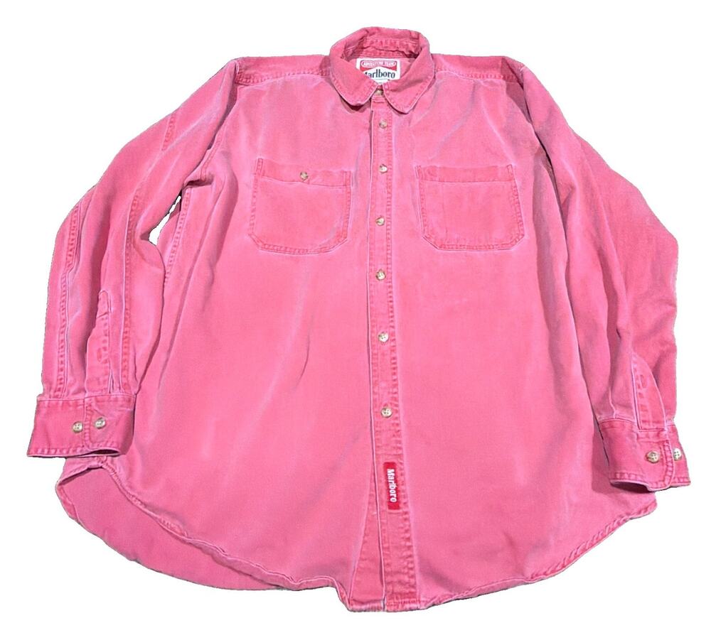 Vintage Marlboro Adventure Team Faded Red Cotton Shirt Large
